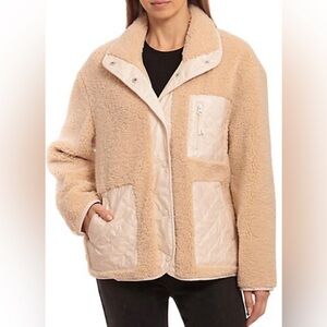 Avec Les Filles Faux Fur Teddy Sherpa Fleece Snap-Front Jacket, sz M